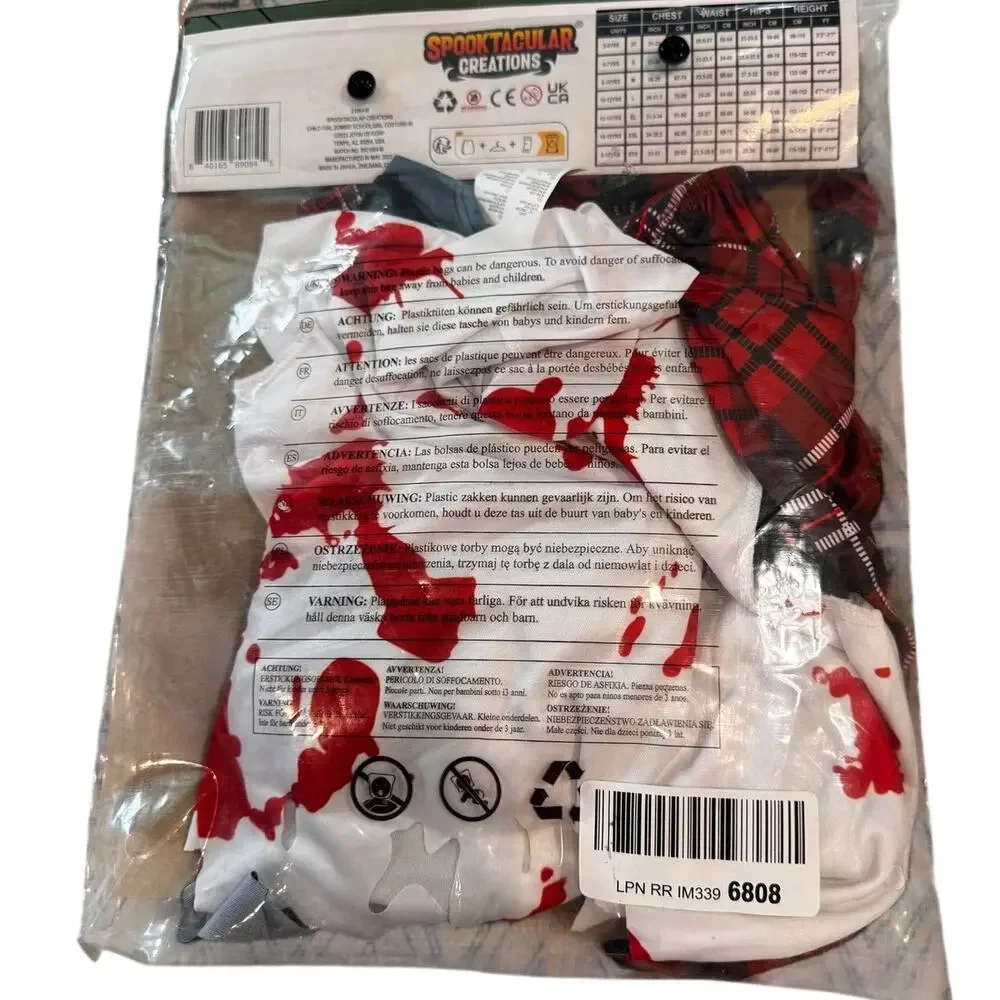 Spooktacular Creations Zombie Schoolgirl Costume Girls Medium 8-10 Halloween NEW